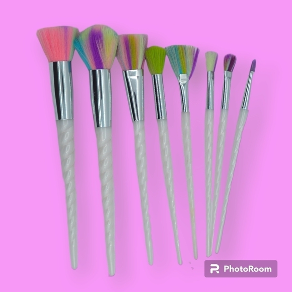 Rainbow Unicorn Makeup Brush Set of 8 - Picture 1 of 7